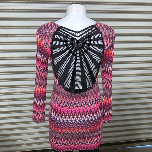 Retro style dress with geometric crochet stretchy beading spider web size small - Picture 5 of 8